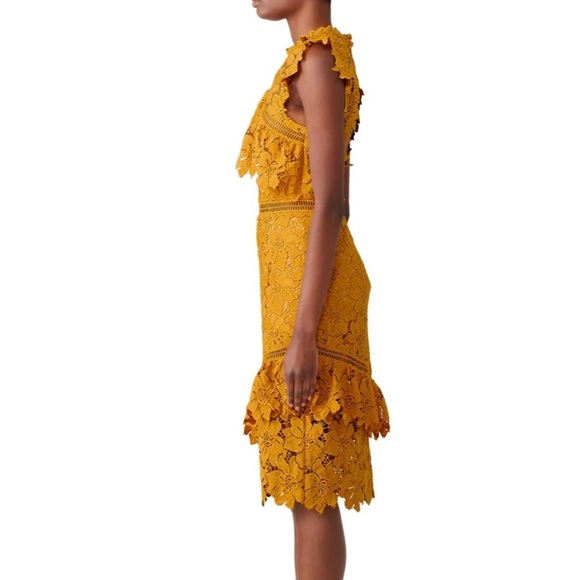 SAYLOR Mustard Reine Lace Sheath Dress Size XS - Picture 7 of 14